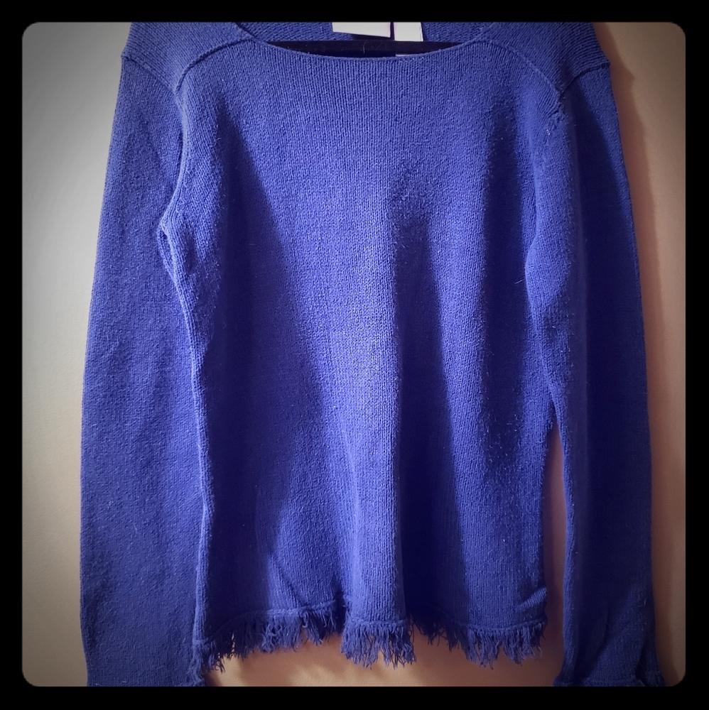 Liz Claiborne Blue Boho Fringe Sweater